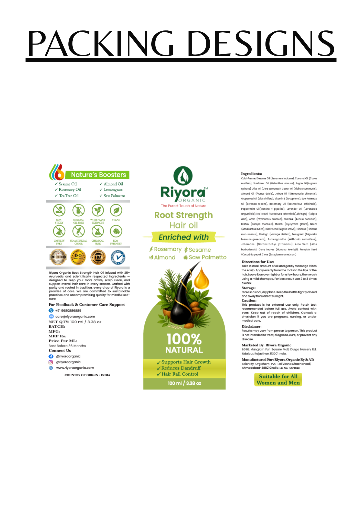 Riyora Herbal Oil Bottle Label Design